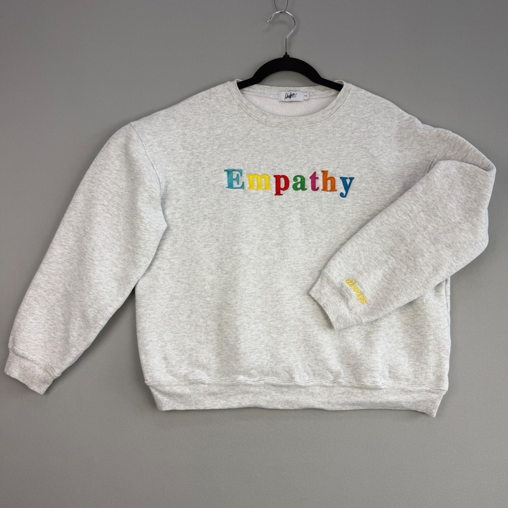 The Mayfair Group Empathy Gray Crewneck Sweatshirt Embroidered XS Multi-Color